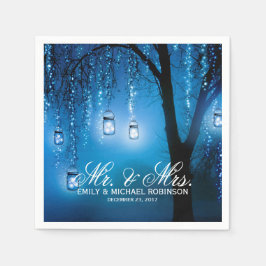 Mason jar string lichten boom rustieke bruiloft servetten