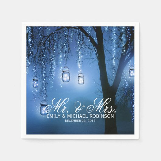 Mason jar string lichten boom rustieke bruiloft servetten (Voorkant)