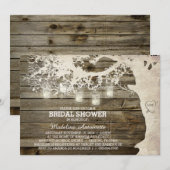 Mason Jar String Light Vrijgezellenfeest Barn Wood Kaart (Voorkant / Achterkant)