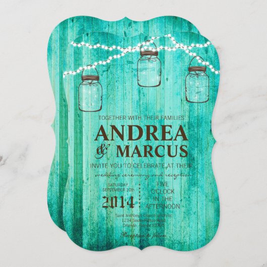 Mason Jar String Lights 5x7 bruiloft uitnodiging (Voorkant / Achterkant)