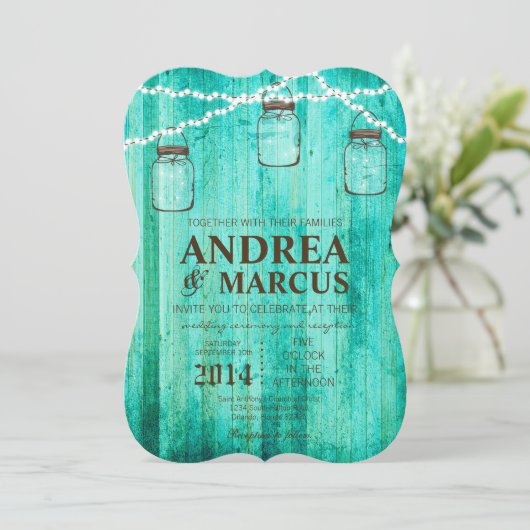 Mason Jar String Lights 5x7 bruiloft uitnodiging (Staand voorkant)