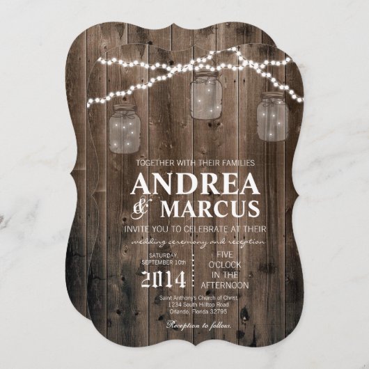 Mason Jar String Lights 5x7 Weddenschap Kaart (Voorkant / Achterkant)