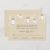 Mason Jar String Lights Blush Pink Wedding RSVP (Voorkant / Achterkant)