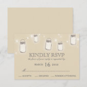 Mason Jar String Lights Blush Pink Wedding RSVP Kaartje (Voorkant / Achterkant)