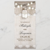Mason Jar String Lights Burlap Wedding Programmes  (Devant)