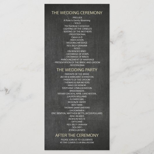 Mason Jar String Lights Chalkboard Wedding Program Programma (Achterkant)