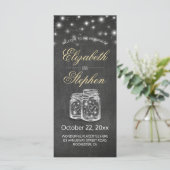 Mason Jar String Lights Chalkboard Wedding Program Programma (Staand voorkant)