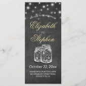 Mason Jar String Lights Chalkboard Wedding Program Programma (Voorkant)