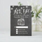 Mason Jar & String Lights Chalkboard Wedding RSVP (Debout devant)