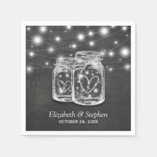 Mason Jar String Lights Chalkboard Wedding Shower Servetten