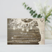 Mason Jar String Lights Rustic Barn Wood RSVP Kaartje (Staand voorkant)