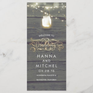 Mason Jar String Lights Rustic Wedding Programs Programma