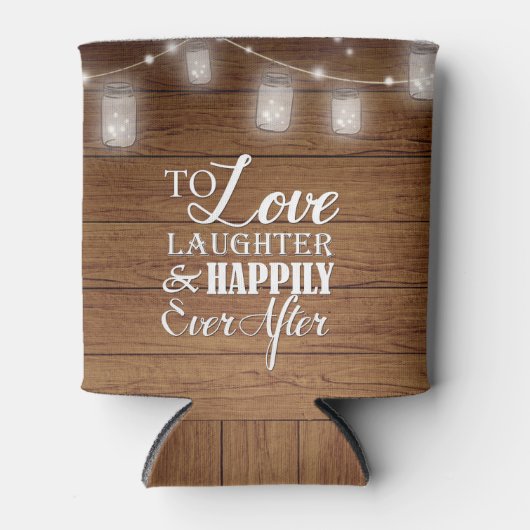 Mason Jar String Lights Rustiek Hout Bruiloft 2 Blikjeskoeler (Voorkant)