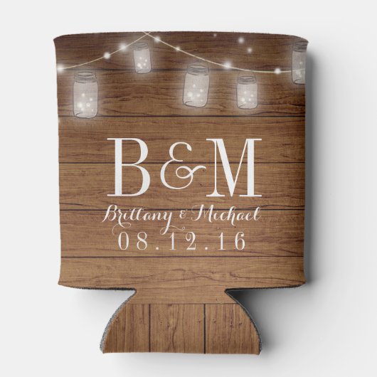 Mason Jar String Lights Rustiek Houten Bruiloft Blikjeskoeler (Achterkant)
