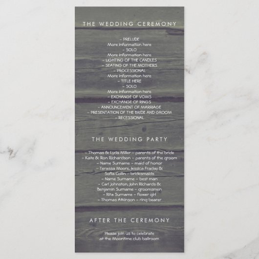 Mason Jar String Lights Rustieke Trouwprogramma's Programma (Achterkant)