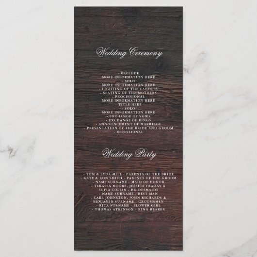 Mason Jar String Lights Rustieke Trouwprogramma's Programma (Achterkant)