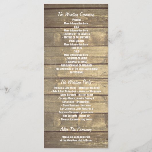 Mason Jar String Lights Rustieke Trouwprogramma's Programma (Achterkant)