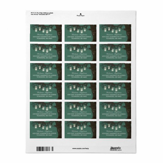 Mason Jar String Lights Tree Blauwgroen labels (Full Sheet)