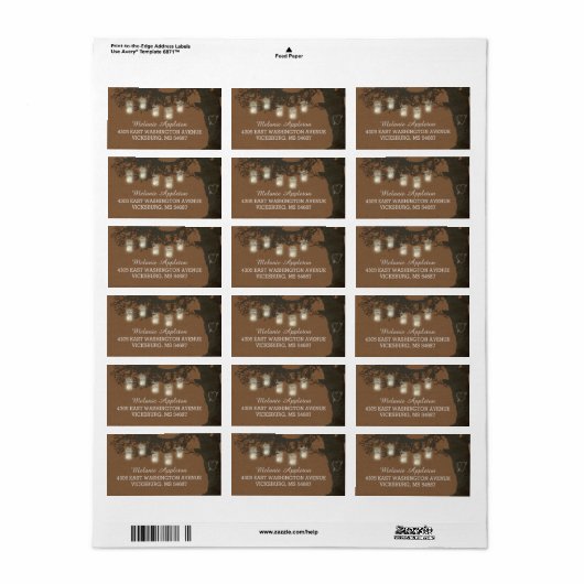 Mason Jar String Lights Tree  labels (Full Sheet)
