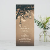 Mason Jar String Lights Tree Wedding Programmes (Debout devant)
