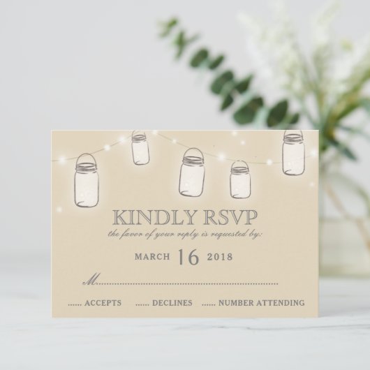 Mason Jar String lumières Blush rose mariage RSVP (Debout devant)