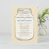 Mason Jar Style 2 Faire-part de mariage - Bleu (Debout devant)