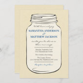 Mason Jar Style 2 Faire-part de mariage - Bleu (Devant / Derrière)