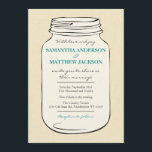 Mason Jar Style 2 Faire-part de mariage - Turquois<br><div class="desc">Idéal pour un pays, un mariage rustique ou décontracté ! Mason jar dessiné à la main en regardant sur un arrière - plan de texture de lin faible. N'hésitez pas à me contacter pour des couleurs personnalisées ou à utiliser le bouton "Customiser" pour changer les couleurs et les tailles du...</div>