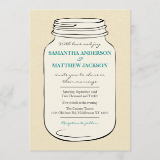 Mason Jar Style 2 Faire-part de mariage - Turquois