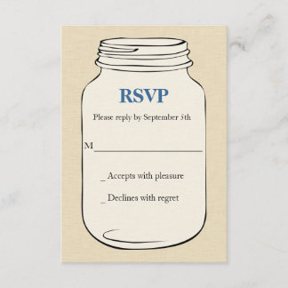 Mason Jar Style 2 Mariage RSVP - Bleu