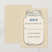 Mason Jar Style 2 Mariage RSVP - Bleu (Devant / Derrière)
