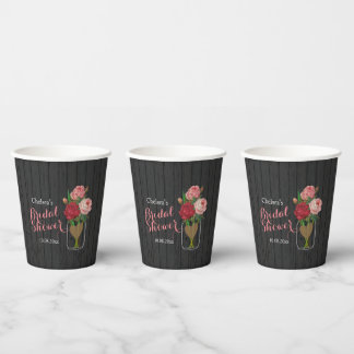 Mason Jar Stylish Rose Bridal Shower  Papieren Bekers
