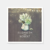 Mason Jar Succulenten Rustiek Land Servet (Voorkant)