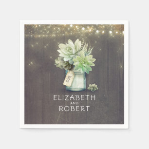 Mason Jar Succulenten Rustieke Landelijke Stijl Servet