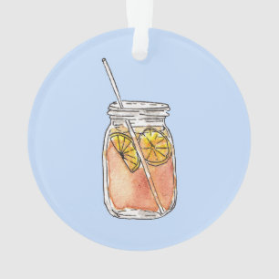 Mason Jar Summer Sun Ice Tea in Waterverf Ornament