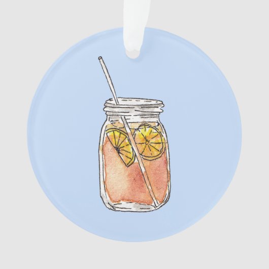 Mason Jar Summer Sun Ice Tea in Waterverf Ornament (voorkant)