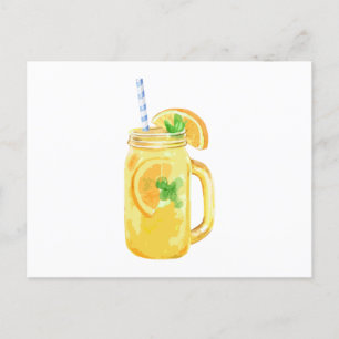 Mason Jar Summer Sun Ice Tea in Waterverf Uitnodiging Briefkaart