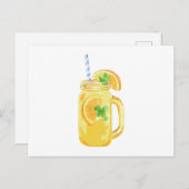 Mason Jar Summer Sun Ice Tea in Waterverf Uitnodiging Briefkaart (Voorkant / Achterkant)