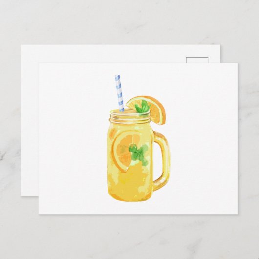 Mason Jar Summer Sun Ice Tea in Waterverf Uitnodiging Briefkaart (Voorkant / Achterkant)