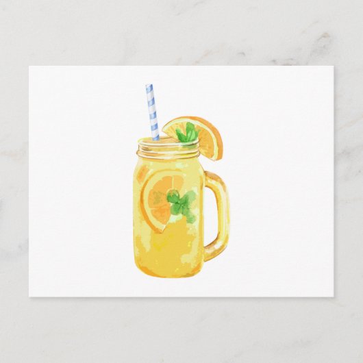 Mason Jar Summer Sun Ice Tea in Waterverf Uitnodiging Briefkaart (Voorkant)