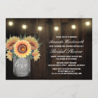 Mason Jar + Sunflower Invitations de douche nuptia