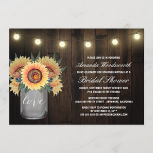 Mason Jar + Sunflower Invitations de douche nuptia
