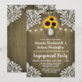 Mason Jar Sunflower Invitations de la partie d'eng (Devant / Derrière)