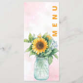 Mason Jar Sunflower Wedding Reception Dinner Menu (Achterkant)