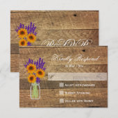 Mason Jar Sunflowers Mariage Cartes RSVP (Devant / Derrière)