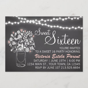 Mason Jar Sweet 16 uitnodiging