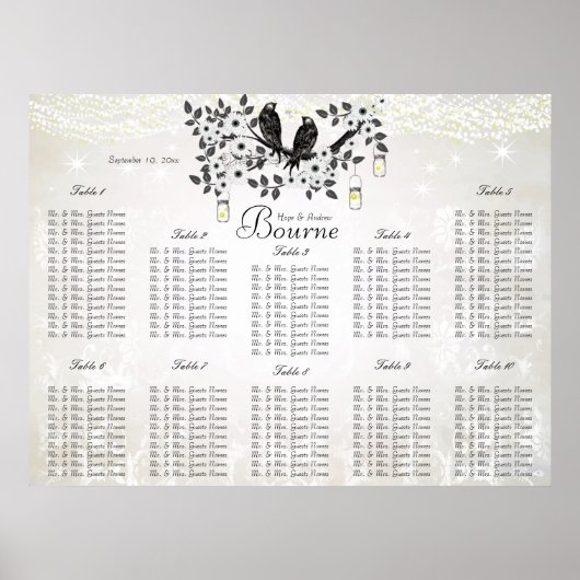  Mason Jar Tortelduifjes Zitgrafiek Poster (Voorkant)