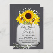 Mason jar tournesol chute bébé invitations douche (Devant / Derrière)