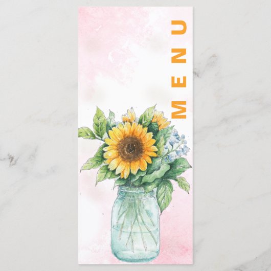 Mason Jar Tournesol Noir Réception Dîner Menu (Dos)