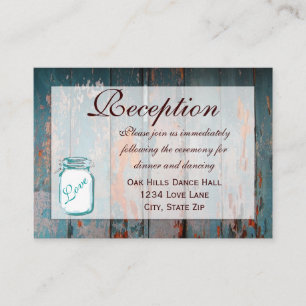 Mason Jar turquoise Cartes d'accueil de mariage en